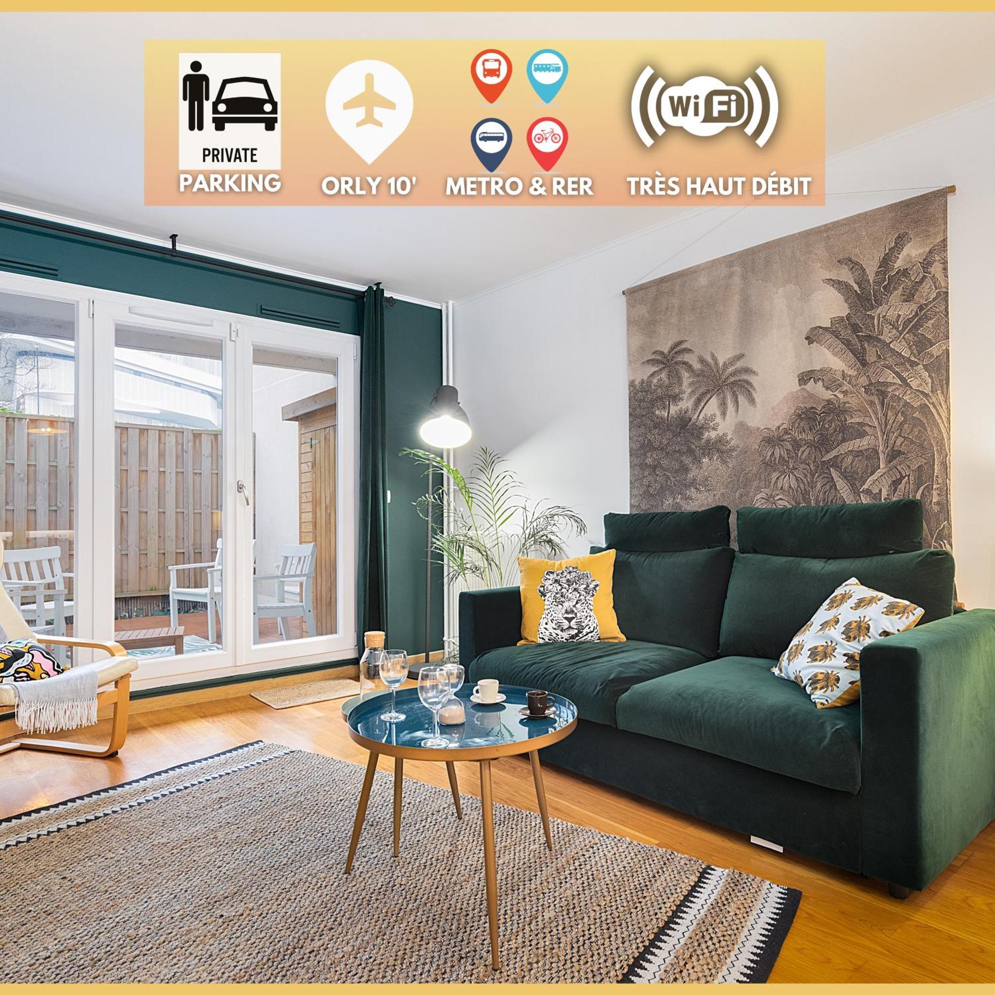 Cosy'N Paris - Parking Secure - Metro 14 - Wifi - Terrace - Premium Bedding Apartment ฌ็องตีญี ภายนอก รูปภาพ
