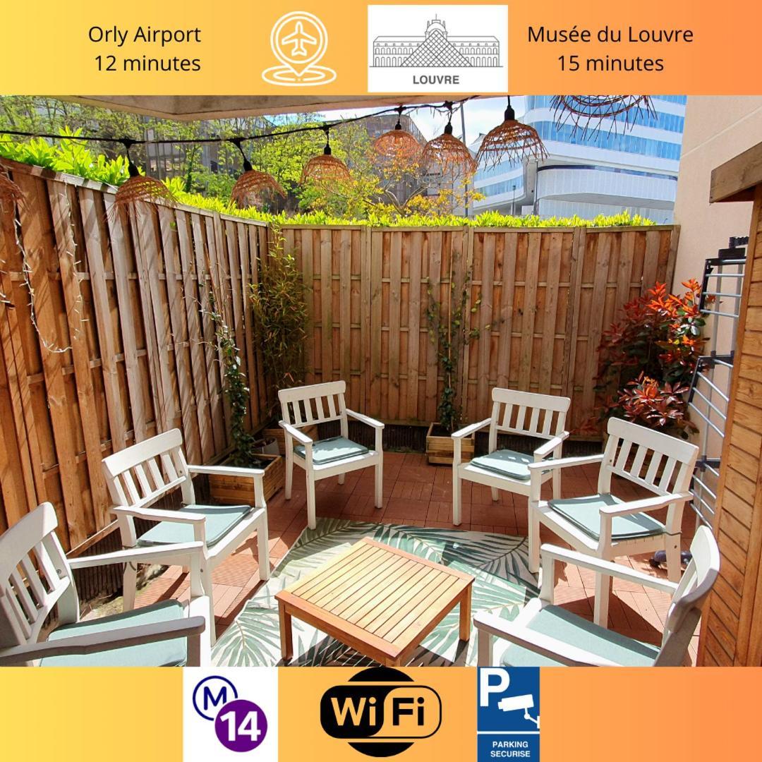 Cosy'N Paris - Parking Secure - Metro 14 - Wifi - Terrace - Premium Bedding Apartment ฌ็องตีญี ภายนอก รูปภาพ